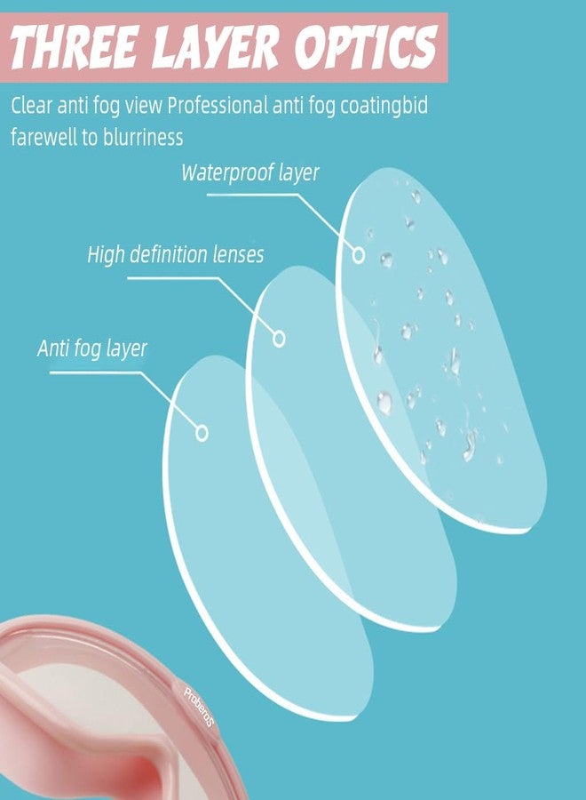 برو بيروس نظارات سباحة للأطفال من بروبيروس®، إطار كبير جديد، مانعة للتسرب، محكمة الإغلاق، مضادة للضباب، مع حماية من الأشعة فوق البنفسجية، حزام قابل للتعديل، ملحقات حمام سباحة، للأولاد والبنات من عمر 6 إلى 14 سنة، 3 قطع - Image 4