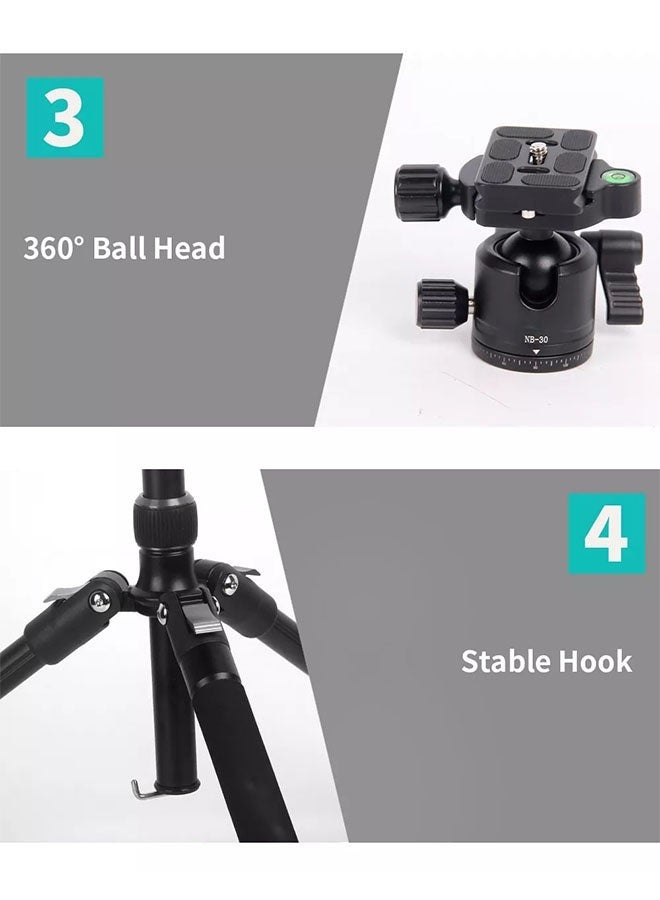 Jmary 2‑IN‑1 KT‑325 + NB30 Portable Monopod Tripod – 360° Pan Ball Head, Quick‑Release Plate, Aluminum Legs (465 mm–1 645 mm), Anti‑Slip Hook, Compact for DSLR, Mobile & Tablet  - Image 5