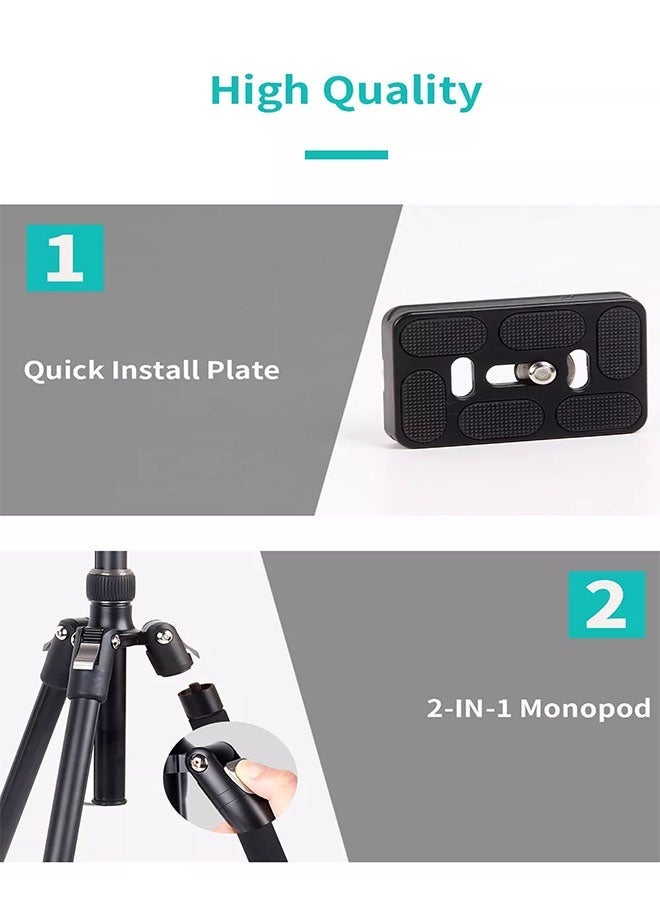 Jmary 2‑IN‑1 KT‑325 + NB30 Portable Monopod Tripod – 360° Pan Ball Head, Quick‑Release Plate, Aluminum Legs (465 mm–1 645 mm), Anti‑Slip Hook, Compact for DSLR, Mobile & Tablet  - Image 4