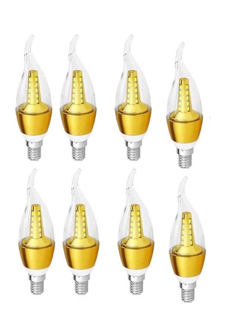 Generic 8 LED teardrop warm light bulbs for chandeliers and lampshades, E14, yellow, 5W 