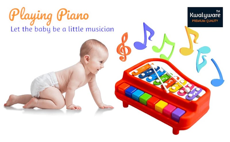 Kwalyware 2 in 1 Big Xylophone Musical Piano Toys for Kids, 8 Scale (Red) - Image 4