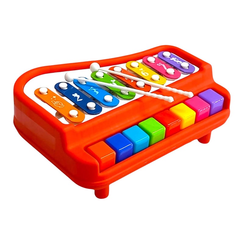 Kwalyware 2 in 1 Big Xylophone Musical Piano Toys for Kids, 8 Scale (Red) - Image 1