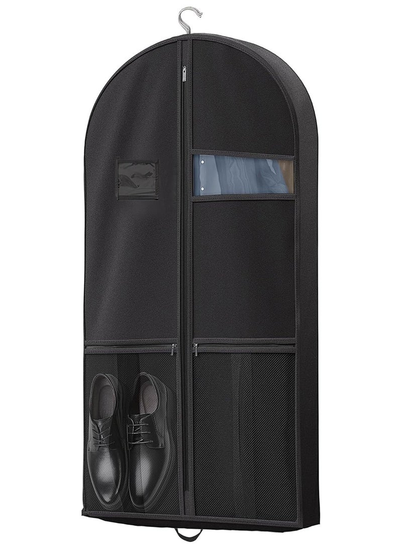 Travel Garment Bag with Zipper Pocket,  Hanging Clothes Storage Suit Bag with Handles, Black - Image 1
