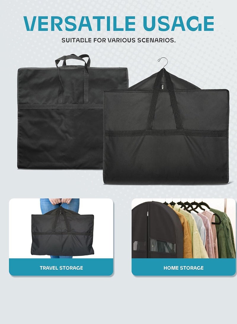 Travel Garment Bag with Zipper Pocket,  Hanging Clothes Storage Suit Bag with Handles, Black - Image 5