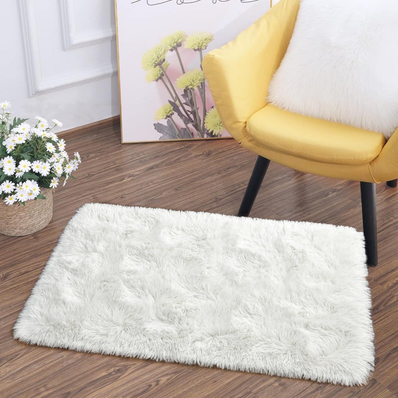 Tepook Super Soft Fluffy Rug for Bedroom, Modern Shaggy Fuzzy Kids Rugs for Living Room, Plush Indoor Nursery Home Decor Dorm Carpet with Non-Slip Bottom, Cream White, 2 X 3 Feet - Image 1