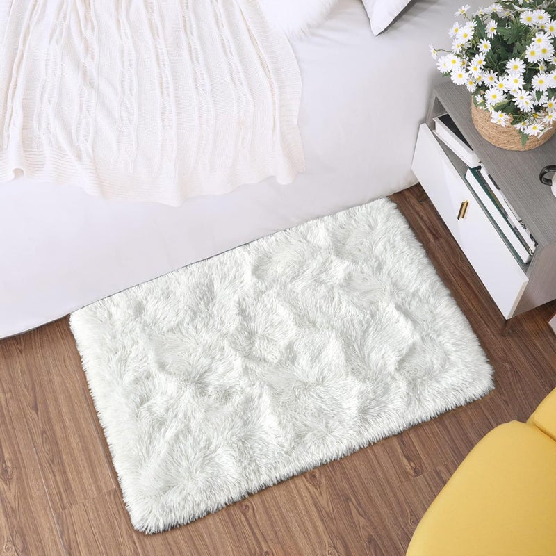 Tepook Super Soft Fluffy Rug for Bedroom, Modern Shaggy Fuzzy Kids Rugs for Living Room, Plush Indoor Nursery Home Decor Dorm Carpet with Non-Slip Bottom, Cream White, 2 X 3 Feet - Image 2