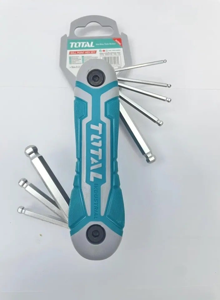 TOTAL Total Portable Ball Point Hex Key Set - 8PCS Cr-V Pocket Tools for Versatile Fastening and Easy Access For Basic Home Repair And General Applications  - Image 2