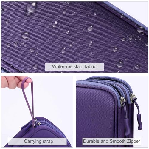 FYY Electronic Organizer, Large Travel Cable Organizer Bag Pouch Electronic Accessories Carry Case Portable Waterproof Double Layers All-in-One Storage Bag for Cable, Cord, Charger, Purple - Image 4
