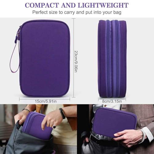 FYY Electronic Organizer, Large Travel Cable Organizer Bag Pouch Electronic Accessories Carry Case Portable Waterproof Double Layers All-in-One Storage Bag for Cable, Cord, Charger, Purple - Image 2
