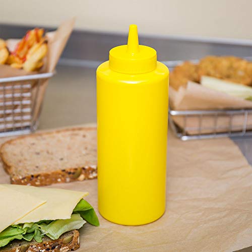 THW®355 ML 12 oz Plastic Squeeze Bottles For Ketchup BBQ Sauce Syrup Condiments Mustard Mayo Hot Sauce Olive Oil Dressing, Yellow- Pack of 6 Pieces - Image 5