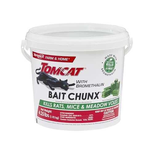 TOMCAT طوم كات مع طعم بروميثالين تشانكس دلو، للتحكم في الفئران والجرذان للاستخدام الزراعي والمطبقين المحترفين، 4.25 رطل. - Image 1