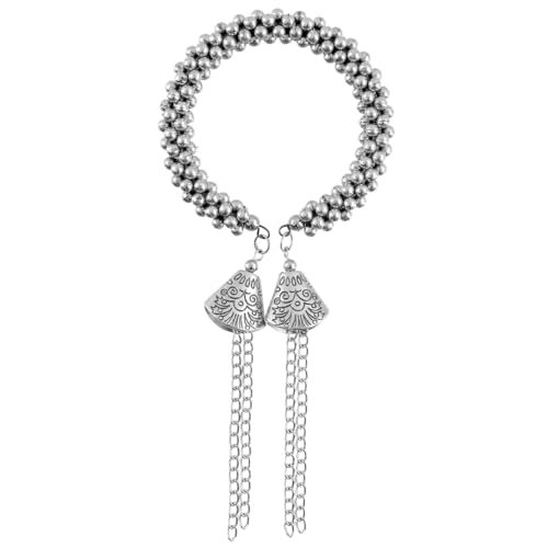 Vientiq 2-in-1 Set Ethnic Gajra Cum Wrist Wrap Bracelet Hairpiece Hair Accessory Set(Silver) - Image 1