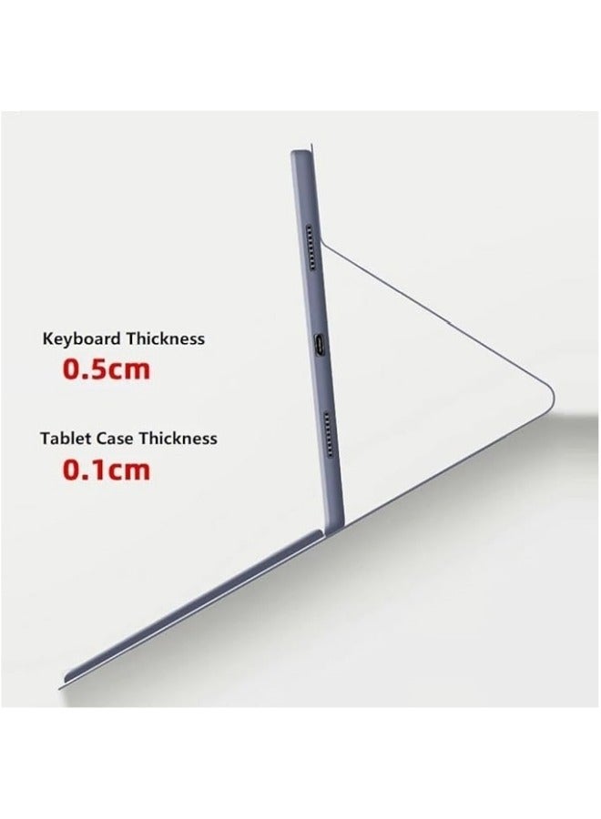غطاء لوحة المفاتيح المضيء متوافق مع Lenovo Xiaoxin Pad 2024 قياس 11 بوصة، لوحة المفاتيح اللاسلكية القابلة للفصل مع غطاء جلدي نحيف ذكي يحتوي على فأرة. - Image 3