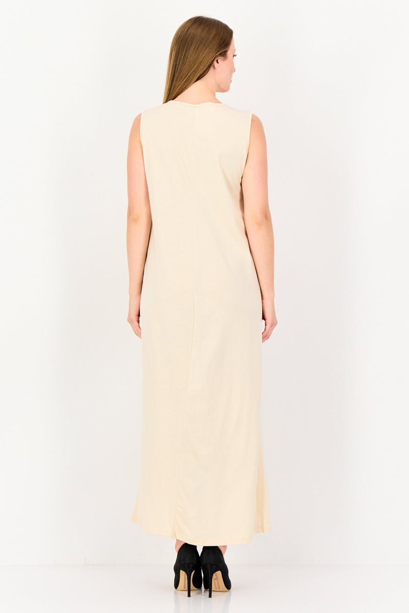 trendyol Women Solid Sleeveless Maxi Dress, Beige - Image 2