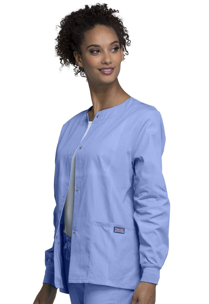 Cherokee Women's Snap Front Warm Up Jacket, Ciel, XXX-Large - Image 3