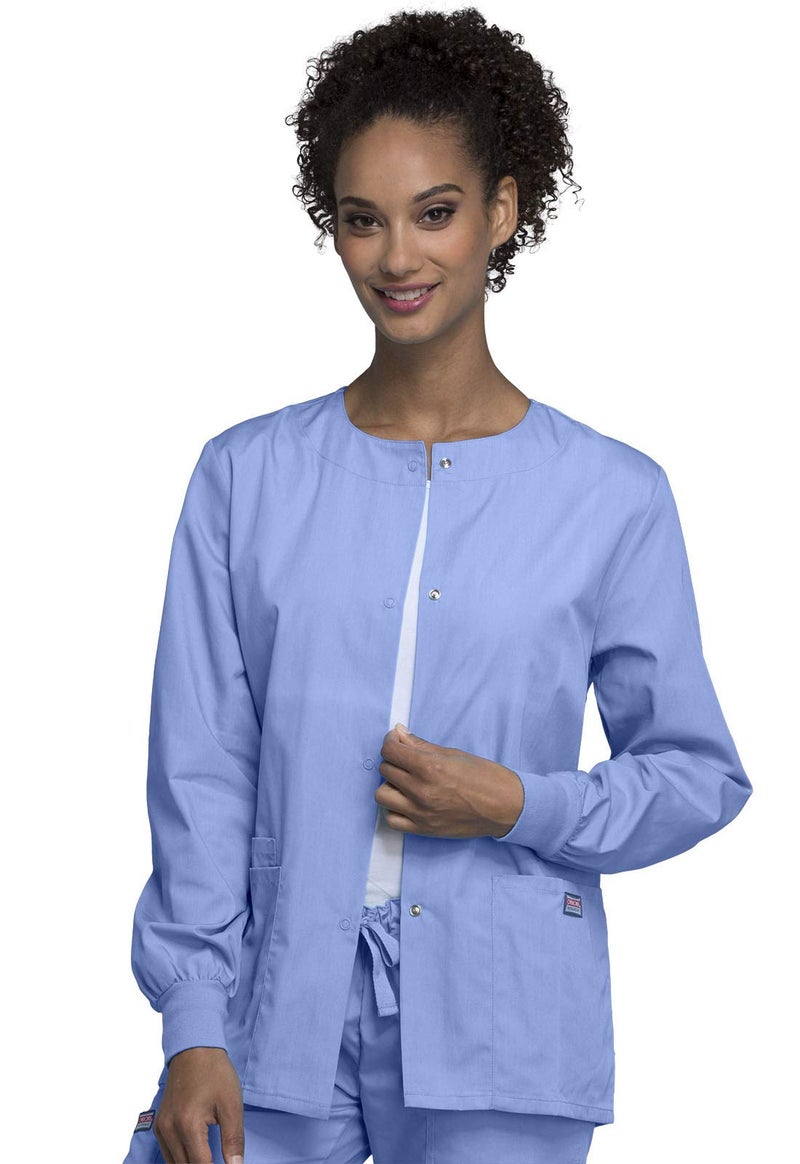 Cherokee Women's Snap Front Warm Up Jacket, Ciel, XXX-Large - Image 1