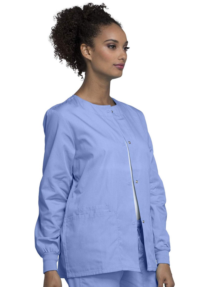 Cherokee Women's Snap Front Warm Up Jacket, Ciel, XXX-Large - Image 5