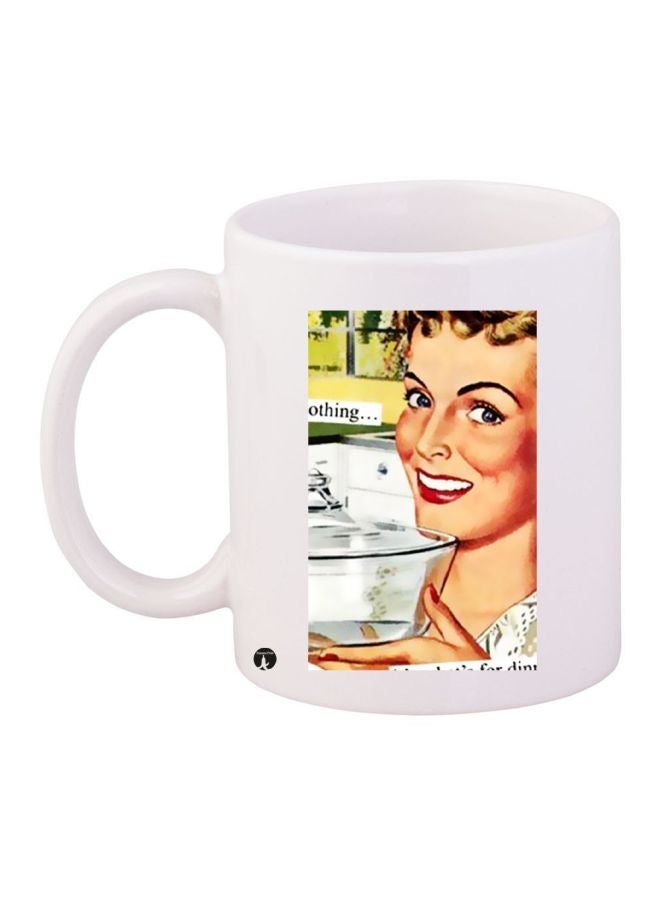 RYN Lady Printed Coffee Mug White/Beige/Green 11ounce