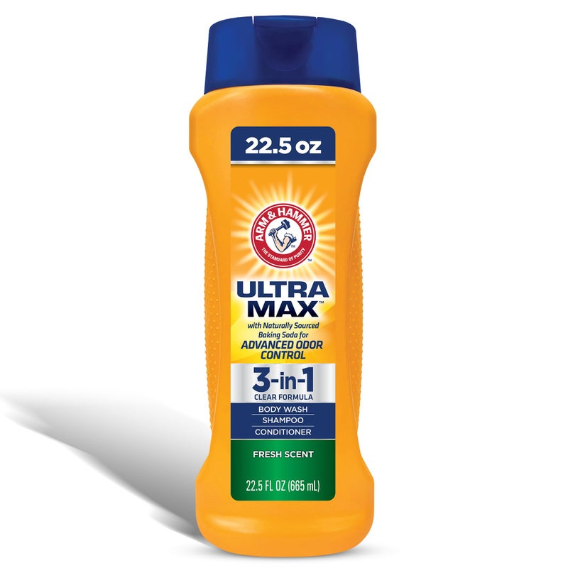 Arm & Hammer Essentials Mens Body Wash - Ultra Max 3-in-1 Fresh Scent 22.5oz - Mens Shampoo Conditioner Body Wash - Image 1