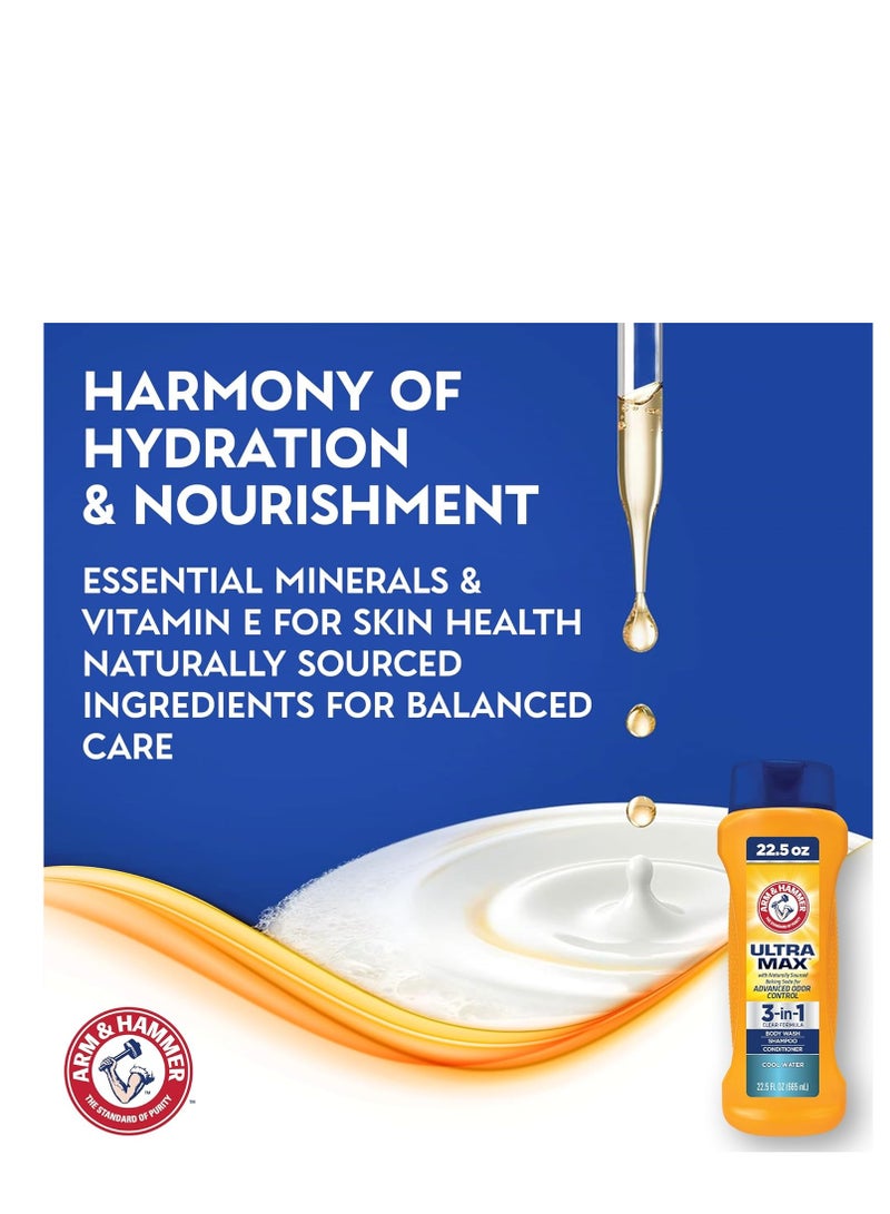 Arm & Hammer Essentials Mens Body Wash - Ultra Max 3-in-1 Fresh Scent 22.5oz - Mens Shampoo Conditioner Body Wash - Image 4