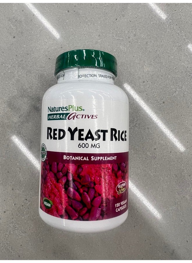 Natures Plus Herbal Actives Red Yeast Rice - 600 mg, 120 Vegan Capsules - Vegetarian, Gluten-Free - 120 Servings - Image 1
