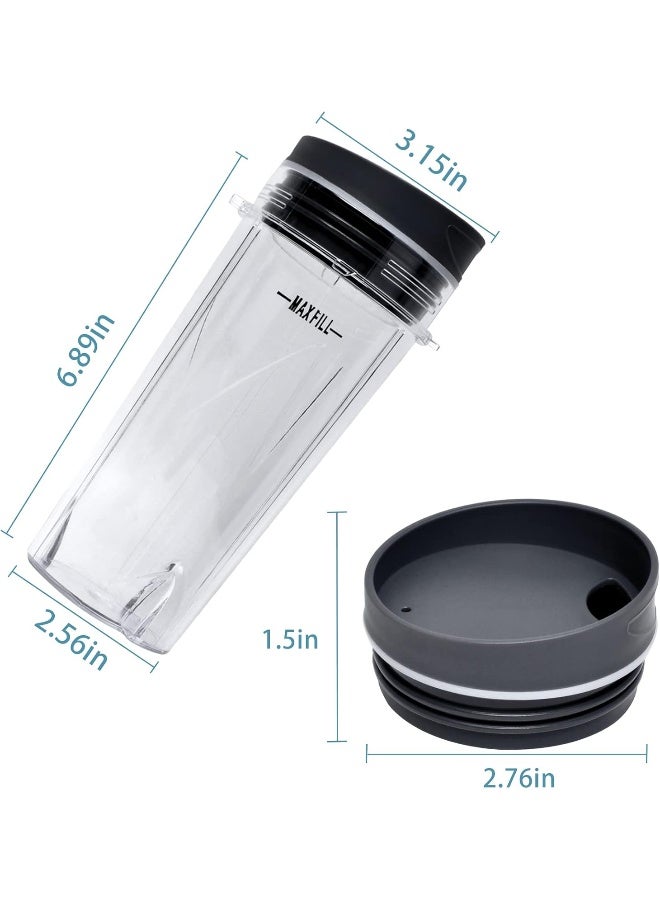 Wadoy 16oz Ninja Compatible Blender Cup Set  Single Serve Cups With Sip  Seal Lids for QB3001SS QB3000 BL660 BL740 BL770 BL780 BL810  Replacement Parts for Compact Personal Blender  - Image 5
