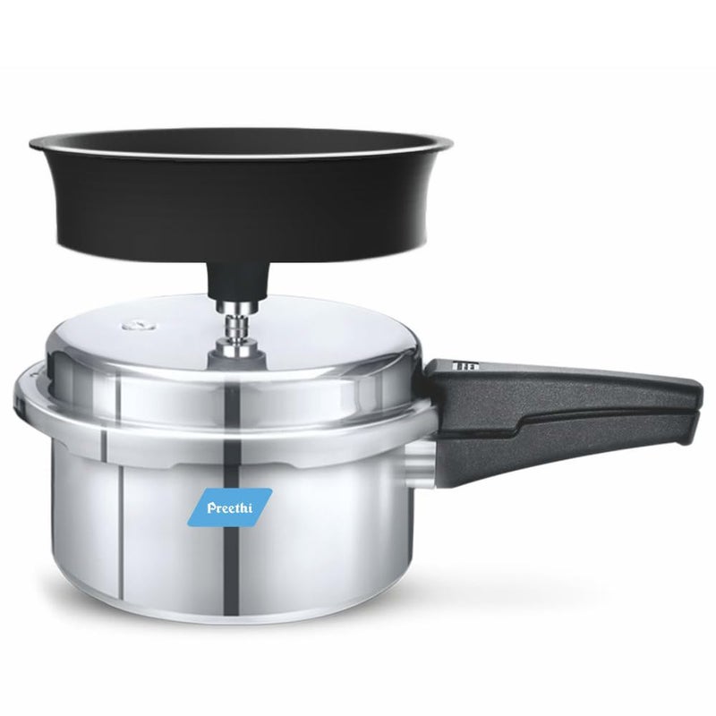 Preethi Aluminium Outer Lid 3 Litres Pressure Cooker with Spill Splash Shield Induction Base
