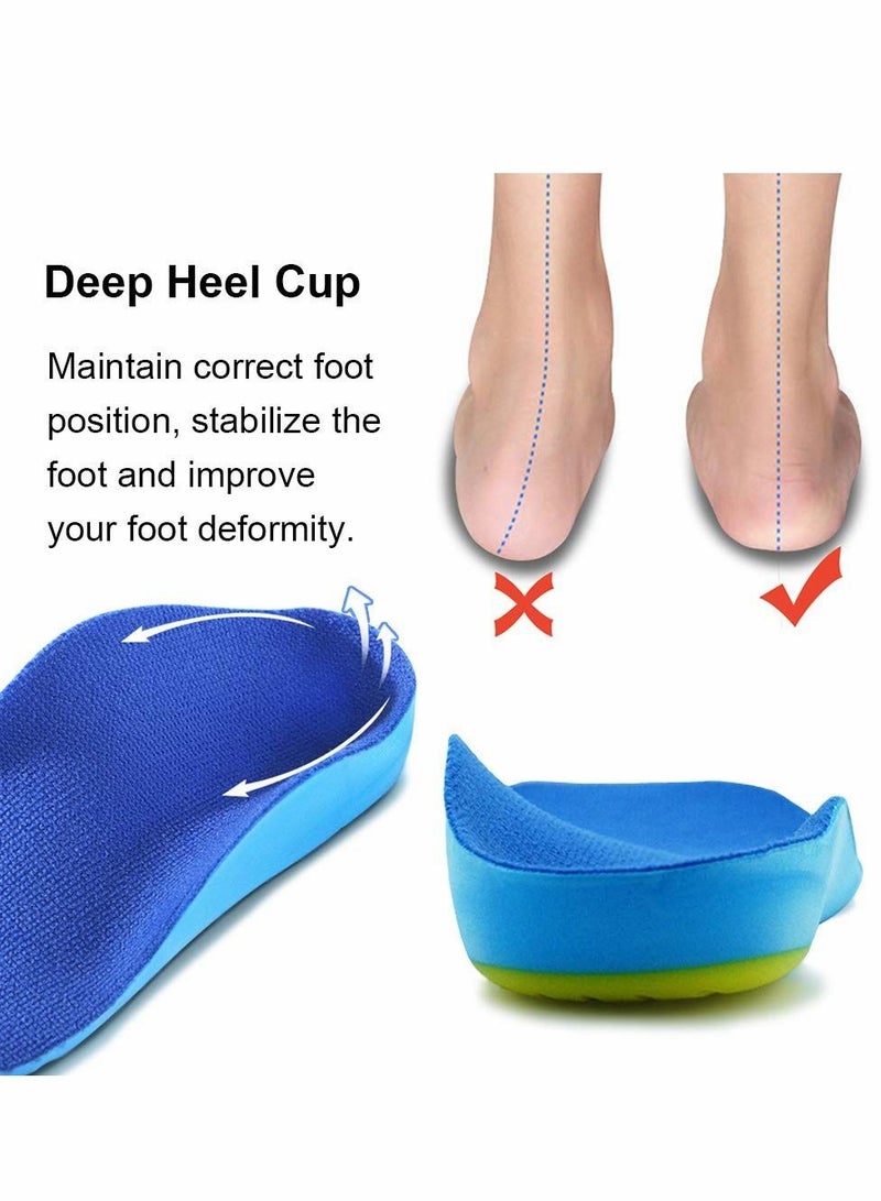 نعال أحذية داخلية مبطنة لتقويم العظام للأطفال، حشوات من إسفنج البولي يوريثان للأطفال للقدم المسطحة، والتهاب اللفافة الأخمصية، وتخفيف آلام كعب القدم (18.7 سم) - Image 3