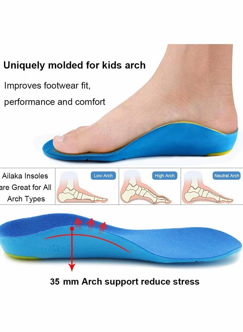 نعال أحذية داخلية مبطنة لتقويم العظام للأطفال، حشوات من إسفنج البولي يوريثان للأطفال للقدم المسطحة، والتهاب اللفافة الأخمصية، وتخفيف آلام كعب القدم (18.7 سم) - Image 2