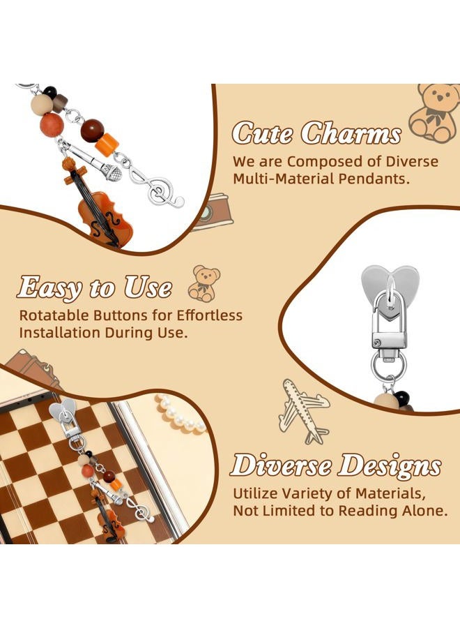 ZLSPTK 3Pcs Charm Chains for Kindle Cute Phone Charm Kit Bear Y2k Keychain Charms for Kindle with Hook Brown Camera Phone Decorations for Case Hippers Accessories for Readers Booklovers Women Men Gifts - Image 2