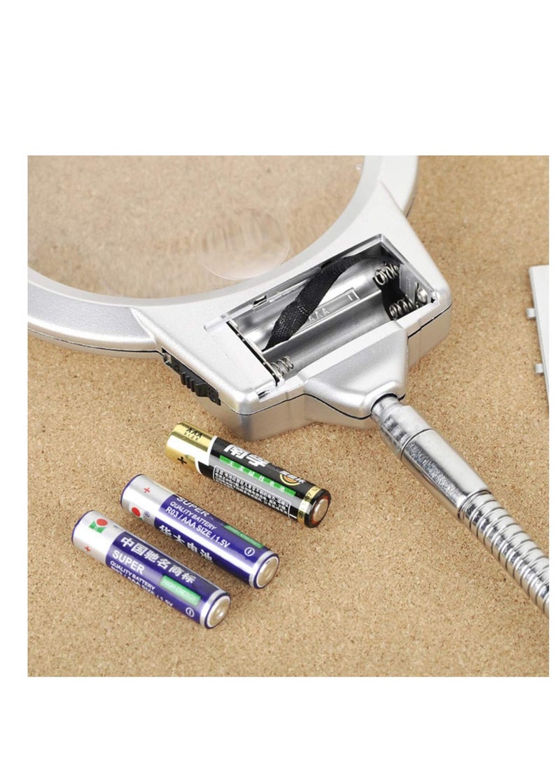SYOSI Magnifying Desk Lamp, LED-illuminated Magnifier Microscope, Clip Magnigying Glass with Light and Stand, Desk Metal Hose Magnifier, for Reading, Close Work, Diamond Painting and Sewing Handicrafts - Image 4