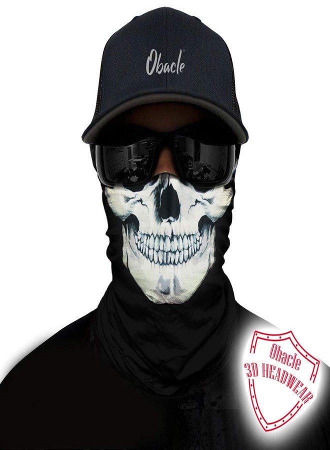 Obacle Skull Mask for Men Women Bandana Half Face Mask 3D Tube Balaclava Breathable Sun Mask for Fishing Running Hunting Cycling Motorcycle Bike Outdoor Sport (Skull White Face Black Nose) - Image 2