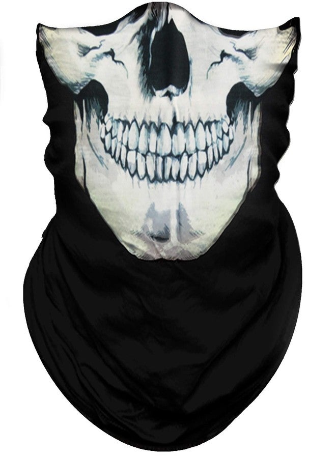 Obacle Skull Mask for Men Women Bandana Half Face Mask 3D Tube Balaclava Breathable Sun Mask for Fishing Running Hunting Cycling Motorcycle Bike Outdoor Sport (Skull White Face Black Nose) - Image 1