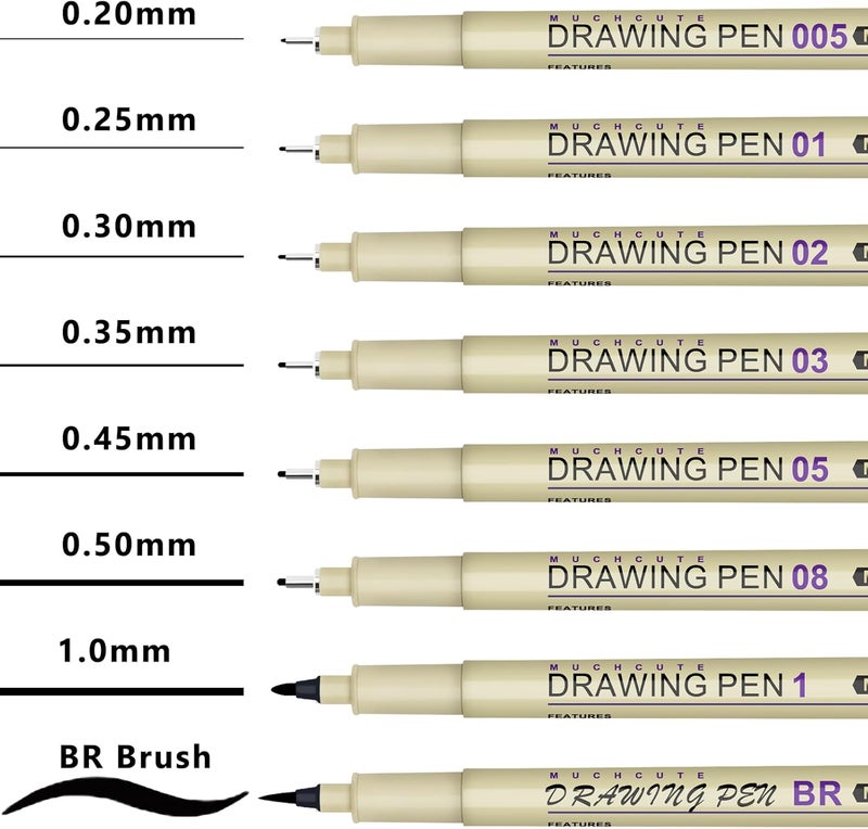 KOUSICOO Muchcute Micro Fineliner Drawing Art Pens: 20 Set (12 Colors & 8 Black) Extra Fine Line Waterproof Ink Artist Supplies Archival Inking Ultra Thin Markers Sketch Sketching Watercolor Zentangle Stuff - Image 3