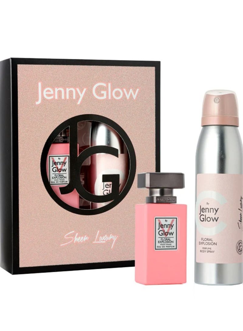 جيني جلو Floral Explosion 2 Piece Gift Set 30ml Eau De Parfum + 150ml Body Spray