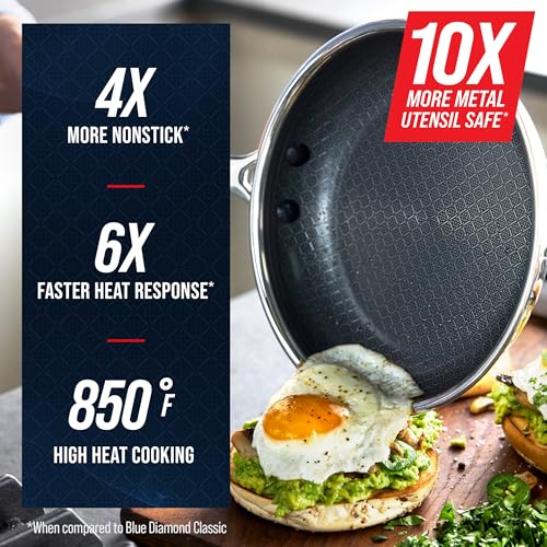 Blue Diamond Hybrid Nonstick Stainless Steel 12 Piece Cookware Set, Tri-Ply PFAS-Free Ceramic Diamond Bond Pots & Pans, Dishwasher & Oven Safe to 850F, Induction Ready, Metal Utensil Safe, Silver - Image 2