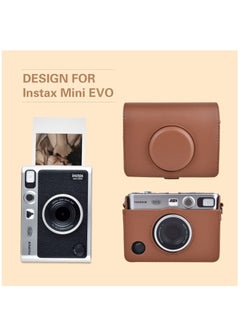 Generic Camera Case Compatible for Fuji Instax Mini EVO Camera with Adjustable Shoulder Strap In Black Lychee Texture Horizonal Style  - Image 2