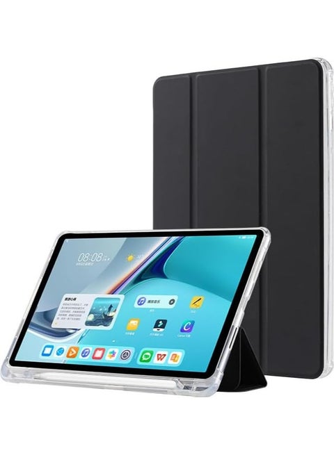 Cover Compatible with Huawei MatePad SE 11inch 2024 Case with Pencil Holder, Slim Lightweight TPU Shockproof Cover with Clear Back Silicone Shell Protective for Huawei MatePad SE 11" (Black)