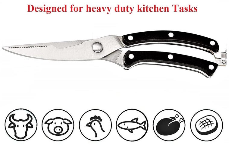 Bridge2shopping Stainless Steel Heavy Duty Poultry Chicken Bone Meat Scissor, Kitchen Scissor Cutter With Safety Lock - Image 4