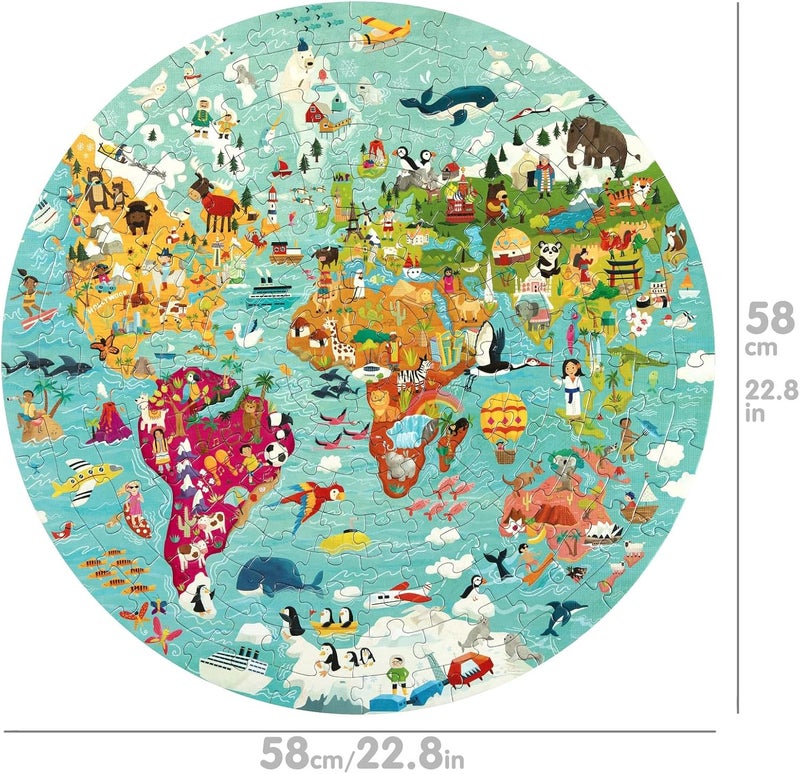 Boppi 150 Piece Round Jigsaw Puzzle - World Map - Image 3