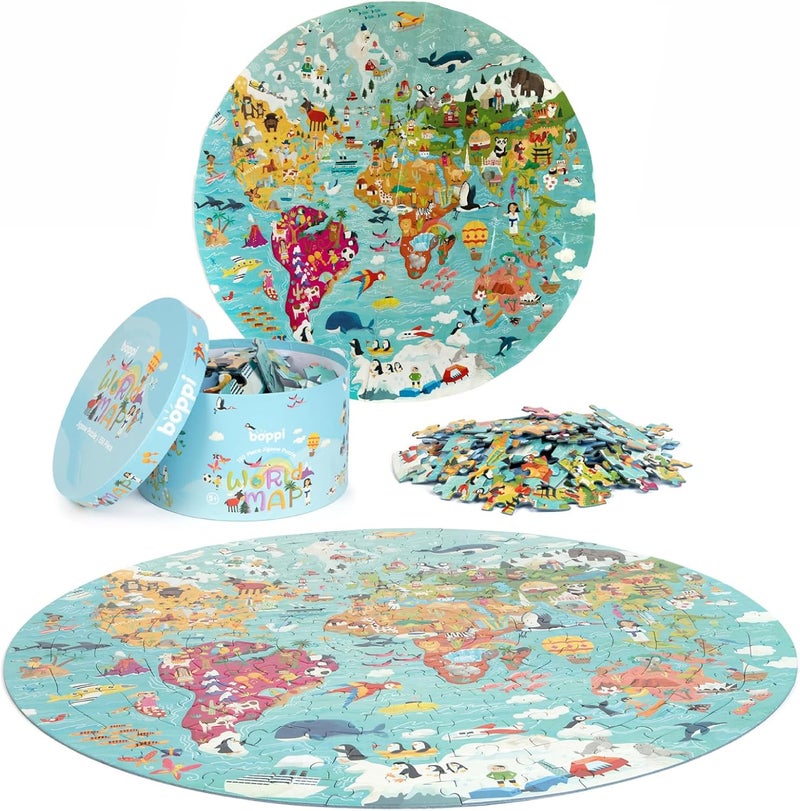 Boppi 150 Piece Round Jigsaw Puzzle - World Map - Image 2