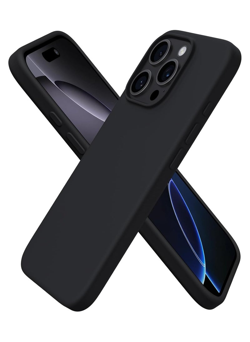 Delivus Iphone 16 Pro, Black Silicone Case - Silky Soft Touch with Grade Drop Protection - Anti-Scratch Microfiber Lining - Shockproof Protective Phone Case Slim Thin Cover - Image 1
