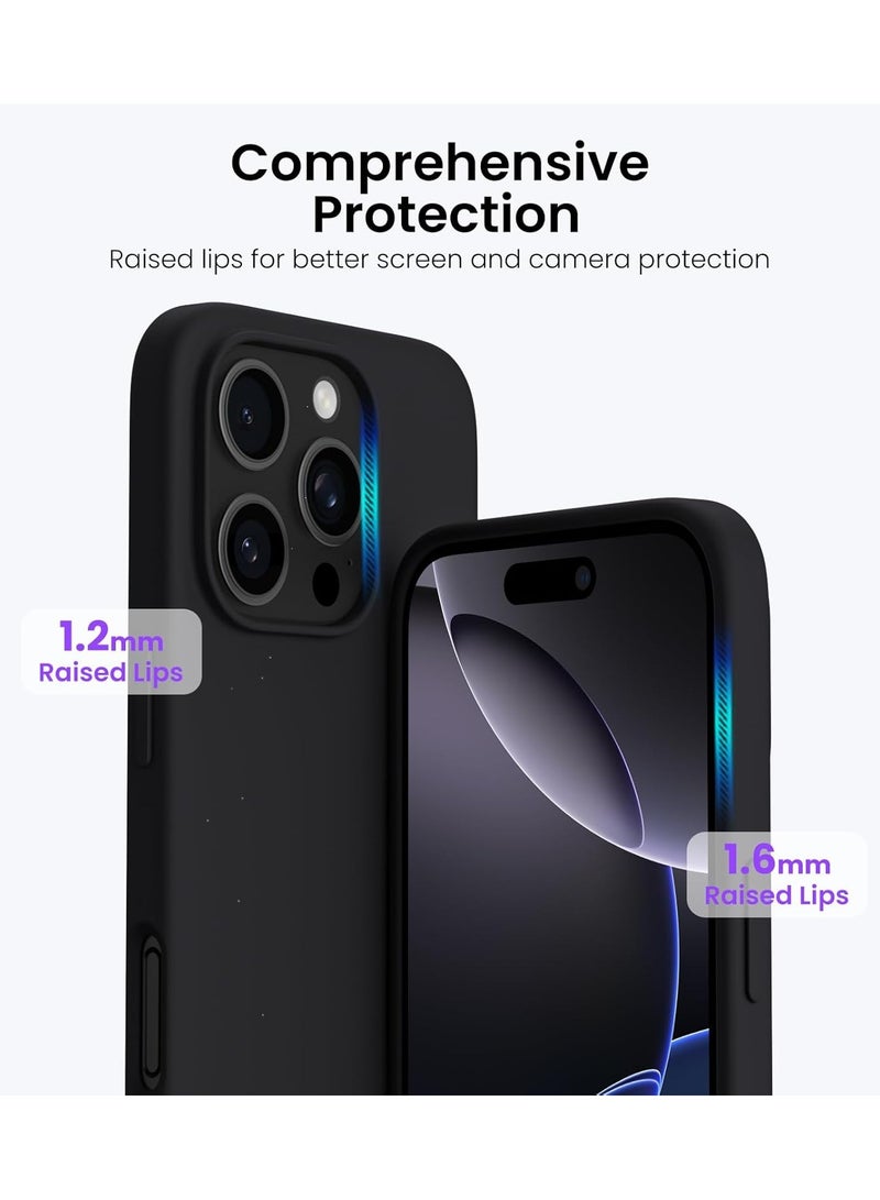 Delivus Iphone 16 Pro, Black Silicone Case - Silky Soft Touch with Grade Drop Protection - Anti-Scratch Microfiber Lining - Shockproof Protective Phone Case Slim Thin Cover - Image 3