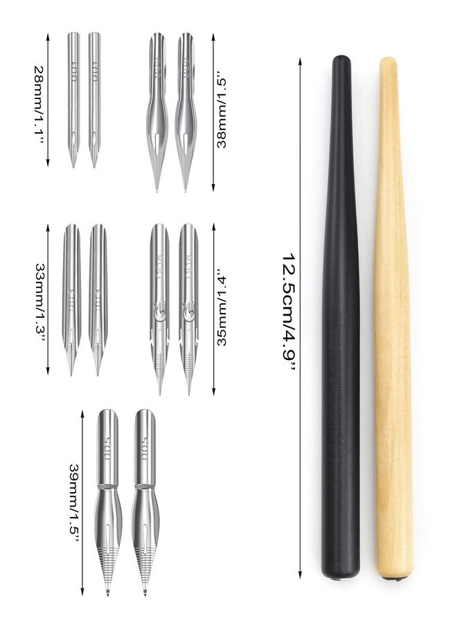 Quacc Comic Dip Pen Set, 2 Pen Holders and 10 Replacement Nibs, Wooden Calligraphy Holder with 5 Different Stainless Steel Nib for Writing, Painting, Signing - Image 2