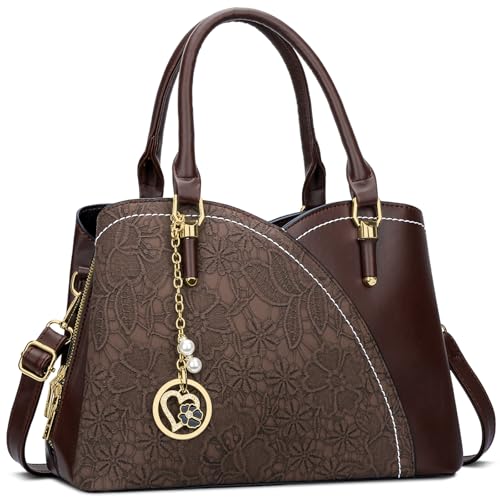 KKXIU Triple Compartments Purses and Handbags for Women Fashion Ladies Satchel Shoulder Top Handle Bag (2-Coffee) - Image 1