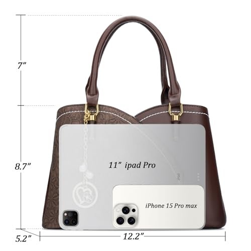 KKXIU Triple Compartments Purses and Handbags for Women Fashion Ladies Satchel Shoulder Top Handle Bag (2-Coffee) - Image 5