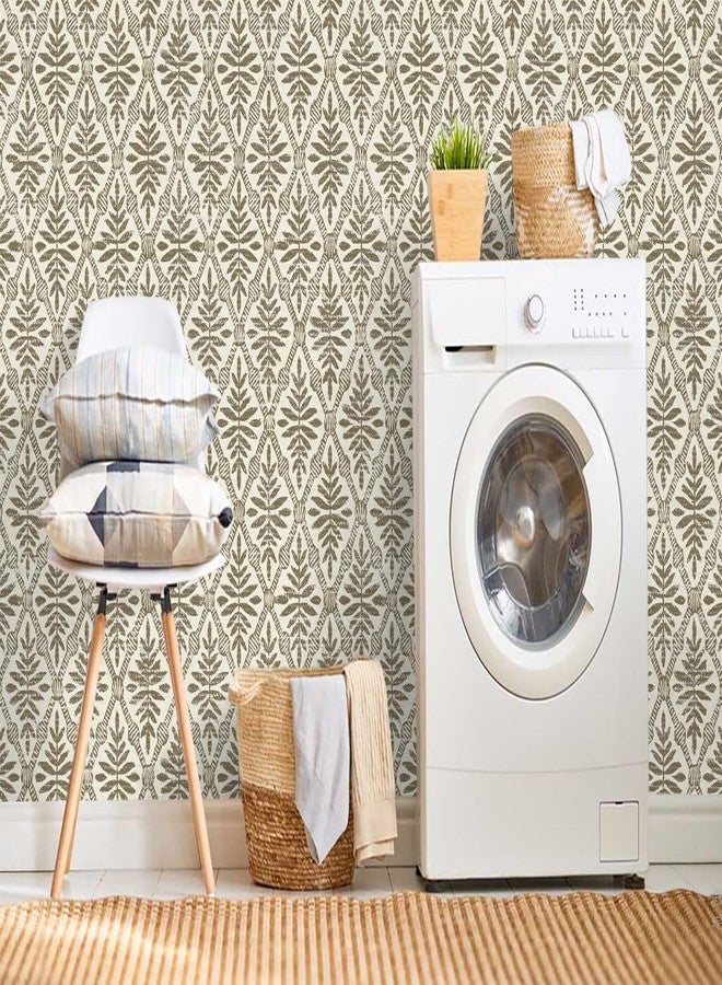 lenify Beige Peel and Stick Wallpaper Boho Contact Paper 16.9inch x 118.1inch Vintage Wallpaper Peel and Stick Self Adhesive Wall Paper Removable Waterproof for Bedroom Cabinet Decorative Vinyl - Image 4