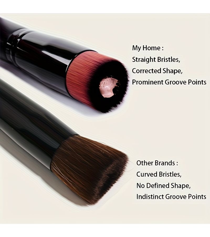 Professional Flat Top Foundation Brush Stippling Blending Makeup Tool Black Nylon Like Bristles For Liquid Cream Powder Foundations Concealer Loose Powder Applicator Daily Use - Image 3