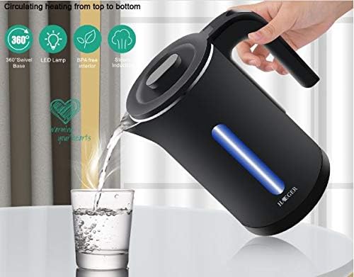 ARKIT 23L Electric Kettle Portable Double wall Stainless Steel Travel Hot Pot Heat Kettle Fast Boil Cool Perfect for Water Heater Boiler Coffee Tea Maker with Cordless Auto ShutOff - Image 2