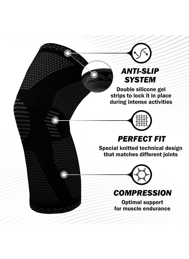 POWERLIX - Knee Compression Sleeve (Pair) - Best Knee Brace for Knee Pain for Men & Women – Knee Support for Running, Basketball, Volleyball, Weightlifting, Gym, Workout, Sports - Image 1